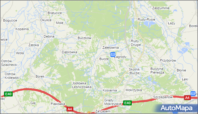 mapa Bucze gmina Brzesko, Bucze gmina Brzesko na mapie Targeo