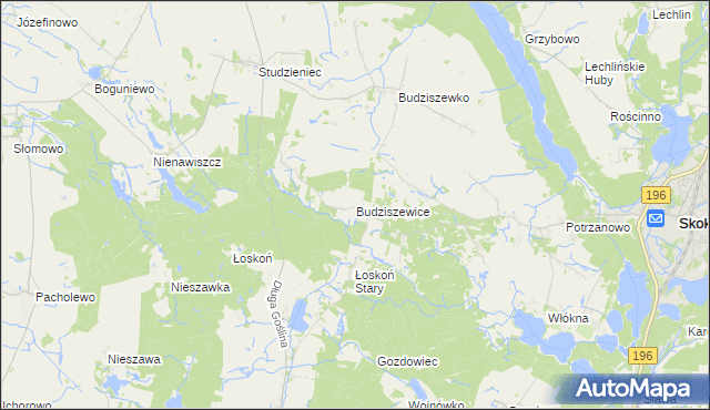 mapa Budziszewice gmina Skoki, Budziszewice gmina Skoki na mapie Targeo