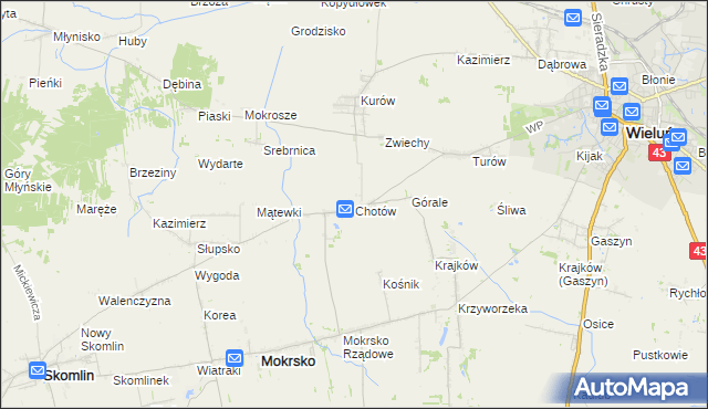 mapa Chotów gmina Mokrsko, Chotów gmina Mokrsko na mapie Targeo