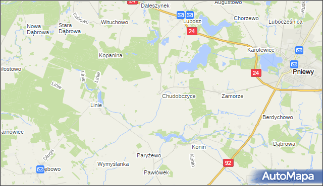 mapa Chudobczyce, Chudobczyce na mapie Targeo