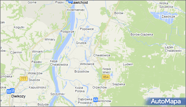 mapa Chwałowice gmina Radomyśl nad Sanem, Chwałowice gmina Radomyśl nad Sanem na mapie Targeo