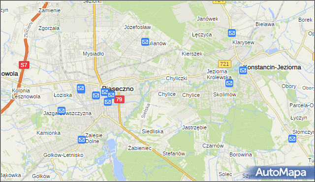 mapa Chylice gmina Piaseczno, Chylice gmina Piaseczno na mapie Targeo