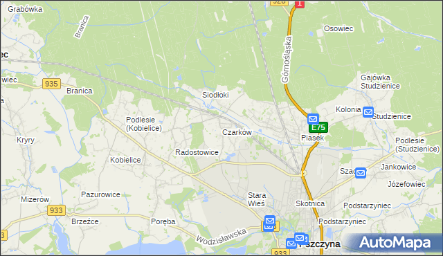 mapa Czarków gmina Pszczyna, Czarków gmina Pszczyna na mapie Targeo