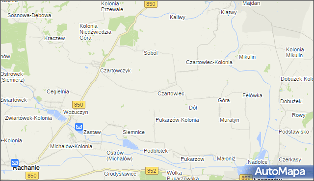 mapa Czartowiec gmina Tyszowce, Czartowiec gmina Tyszowce na mapie Targeo