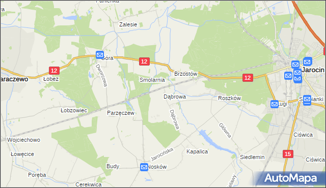 mapa Dąbrowa gmina Jarocin, Dąbrowa gmina Jarocin na mapie Targeo