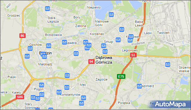 mapa Dąbrowa Górnicza, Dąbrowa Górnicza na mapie Targeo