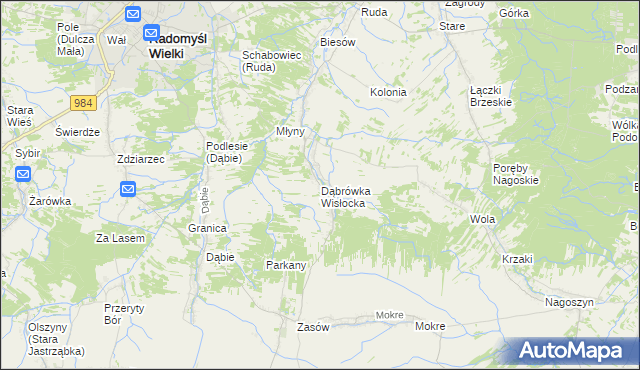 mapa Dąbrówka Wisłocka, Dąbrówka Wisłocka na mapie Targeo
