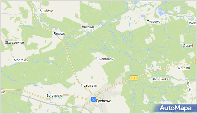 mapa Dobrochy gmina Tychowo, Dobrochy gmina Tychowo na mapie Targeo