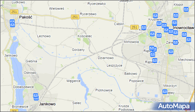 mapa Dziarnowo gmina Pakość, Dziarnowo gmina Pakość na mapie Targeo