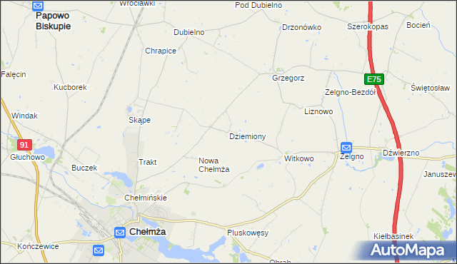 mapa Dziemiony, Dziemiony na mapie Targeo