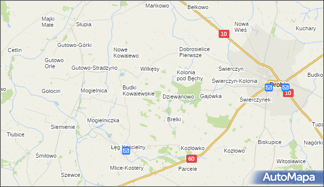 mapa Dziewanowo, Dziewanowo na mapie Targeo