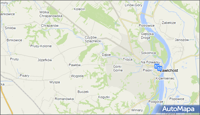 mapa Dziurów gmina Zawichost, Dziurów gmina Zawichost na mapie Targeo