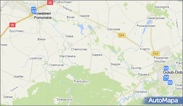 mapa Gajewo gmina Golub-Dobrzyń, Gajewo gmina Golub-Dobrzyń na mapie Targeo