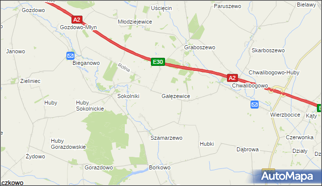 mapa Gałęzewice, Gałęzewice na mapie Targeo