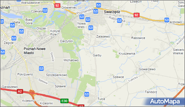 mapa Garby gmina Swarzędz, Garby gmina Swarzędz na mapie Targeo