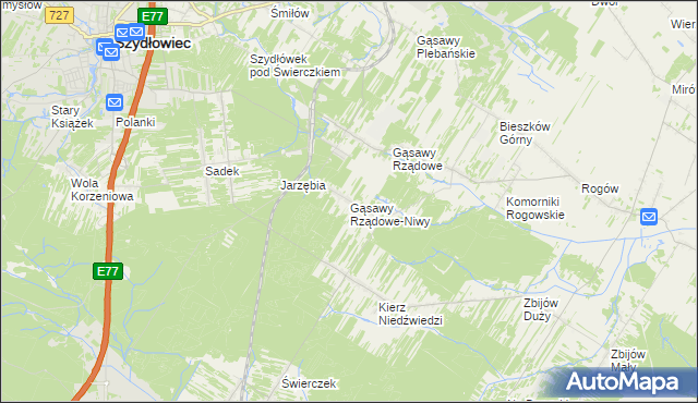 mapa Gąsawy Rządowe-Niwy, Gąsawy Rządowe-Niwy na mapie Targeo