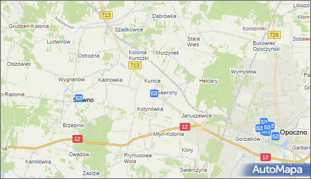 mapa Gawrony gmina Sławno, Gawrony gmina Sławno na mapie Targeo