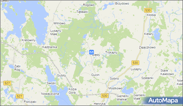 mapa Ględy gmina Łukta, Ględy gmina Łukta na mapie Targeo