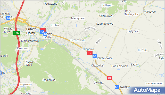 mapa Głogowo, Głogowo na mapie Targeo