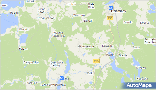 mapa Główczewice, Główczewice na mapie Targeo