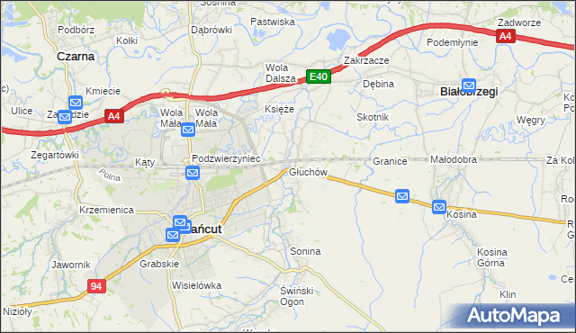 mapa Głuchów gmina Łańcut, Głuchów gmina Łańcut na mapie Targeo