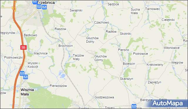 mapa Głuchów Górny, Głuchów Górny na mapie Targeo