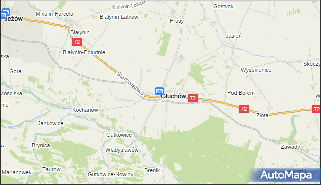 mapa Głuchów powiat skierniewicki, Głuchów powiat skierniewicki na mapie Targeo