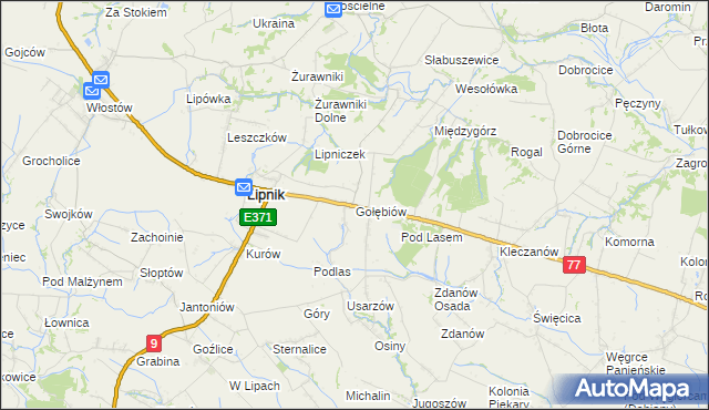 mapa Gołębiów gmina Lipnik, Gołębiów gmina Lipnik na mapie Targeo