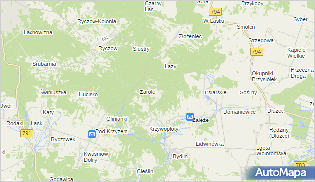 mapa Góry Bydlińskie, Góry Bydlińskie na mapie Targeo