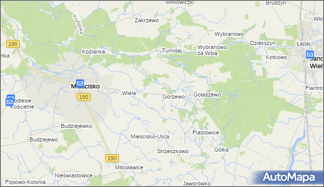 mapa Gorzewo gmina Mieścisko, Gorzewo gmina Mieścisko na mapie Targeo