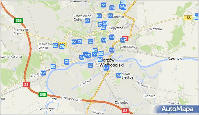 mapa Gorzów Wielkopolski, Gorzów Wielkopolski na mapie Targeo