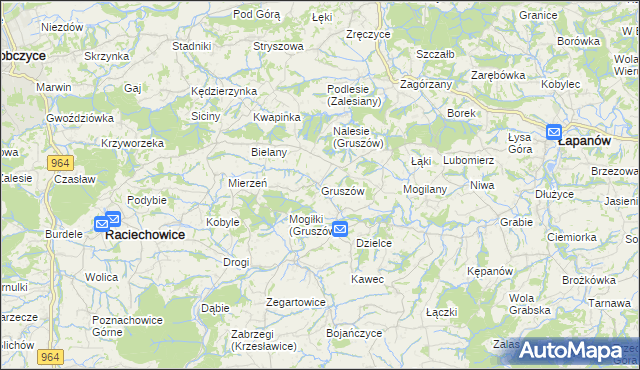 mapa Gruszów gmina Raciechowice, Gruszów gmina Raciechowice na mapie Targeo