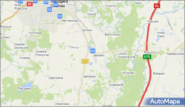 mapa Jabłowo, Jabłowo na mapie Targeo