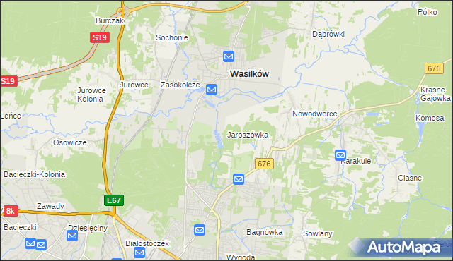 mapa Jaroszówka gmina Wasilków, Jaroszówka gmina Wasilków na mapie Targeo