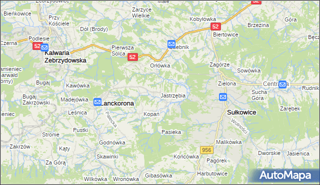 mapa Jastrzębia gmina Lanckorona, Jastrzębia gmina Lanckorona na mapie Targeo