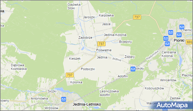 mapa Jedlnia, Jedlnia na mapie Targeo