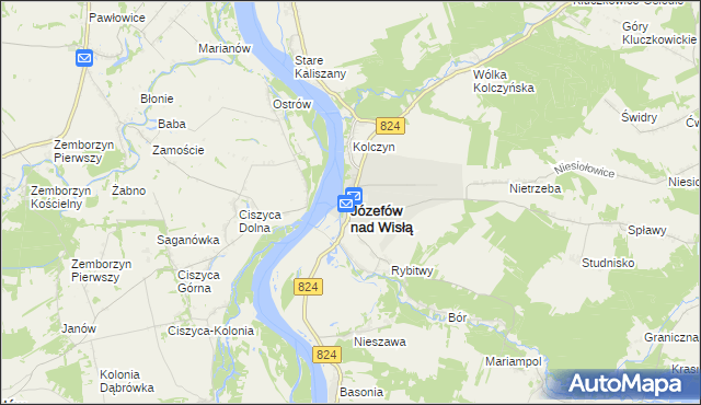 mapa Józefów nad Wisłą, Józefów nad Wisłą na mapie Targeo