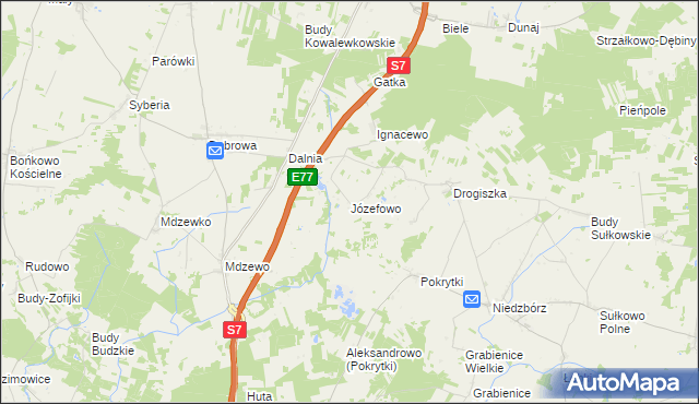 mapa Józefowo gmina Strzegowo, Józefowo gmina Strzegowo na mapie Targeo
