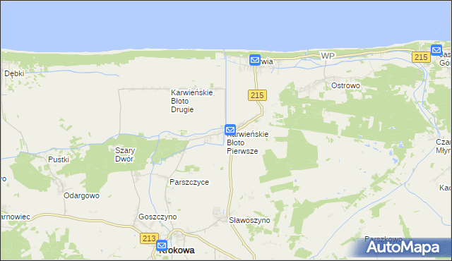 mapa Karwieńskie Błoto Pierwsze, Karwieńskie Błoto Pierwsze na mapie Targeo