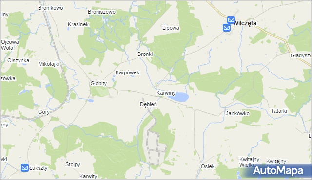 mapa Karwiny, Karwiny na mapie Targeo