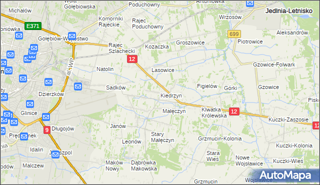 mapa Kiedrzyn gmina Gózd, Kiedrzyn gmina Gózd na mapie Targeo