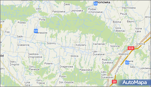 mapa Kobylany gmina Chorkówka, Kobylany gmina Chorkówka na mapie Targeo