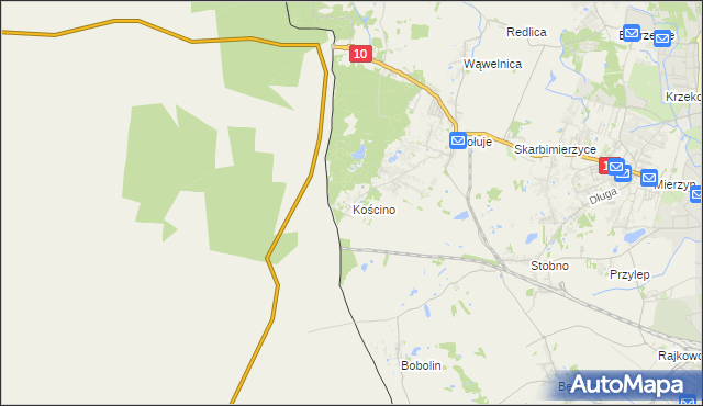 mapa Kościno, Kościno na mapie Targeo