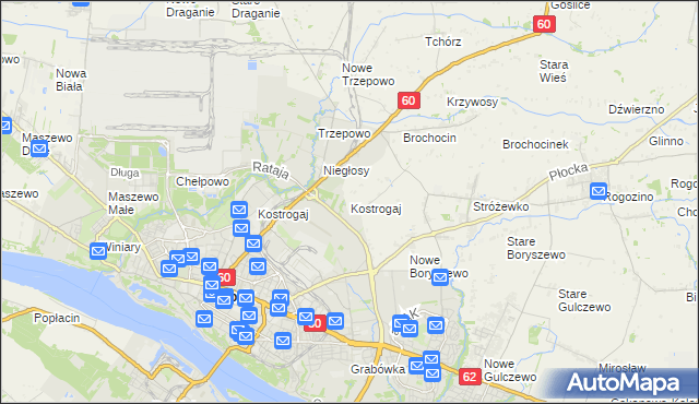 mapa Kostrogaj, Kostrogaj na mapie Targeo