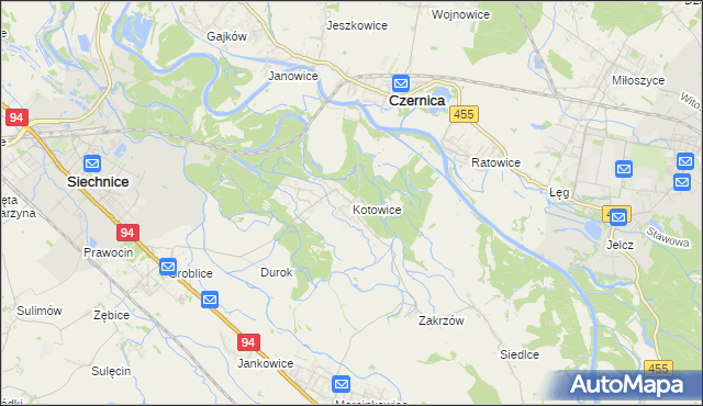 mapa Kotowice gmina Siechnice, Kotowice gmina Siechnice na mapie Targeo