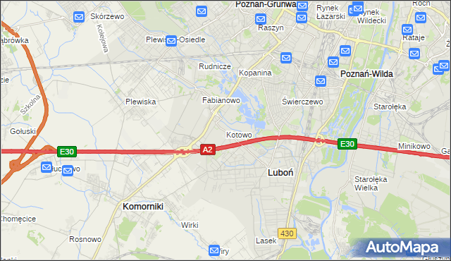 mapa Kotowo gmina Poznań, Kotowo gmina Poznań na mapie Targeo
