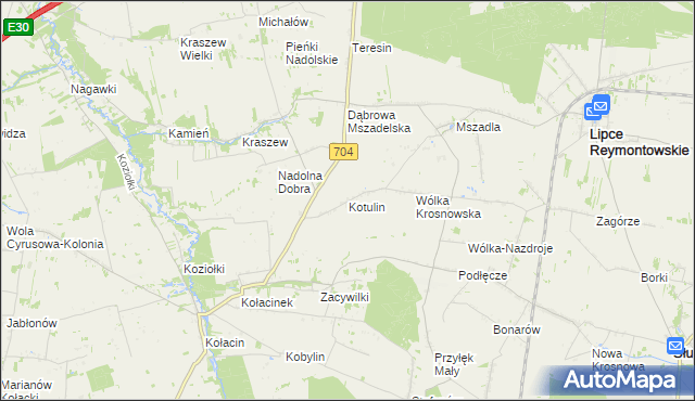 mapa Kotulin gmina Rogów, Kotulin gmina Rogów na mapie Targeo