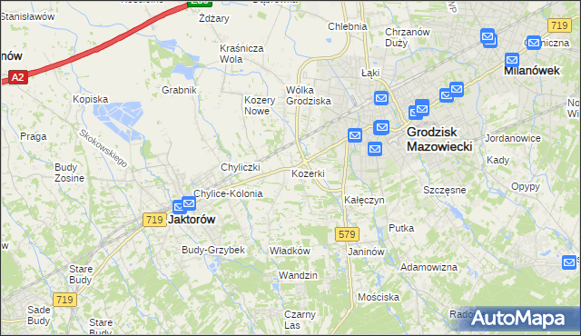 mapa Kozerki, Kozerki na mapie Targeo