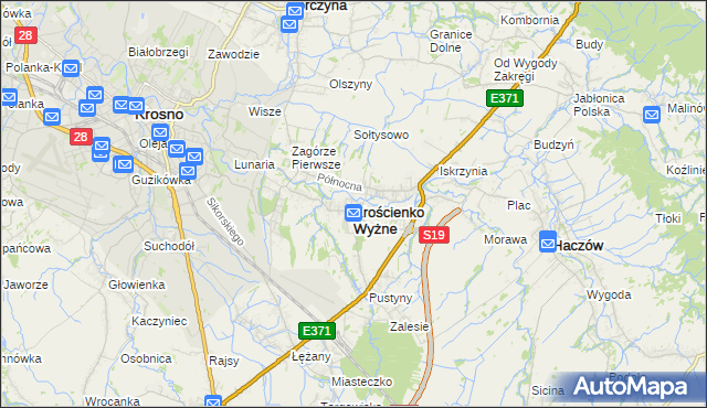 mapa Krościenko Wyżne, Krościenko Wyżne na mapie Targeo