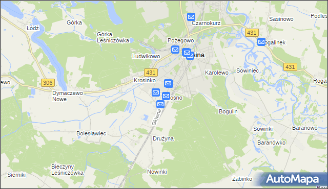 mapa Krosno gmina Mosina, Krosno gmina Mosina na mapie Targeo